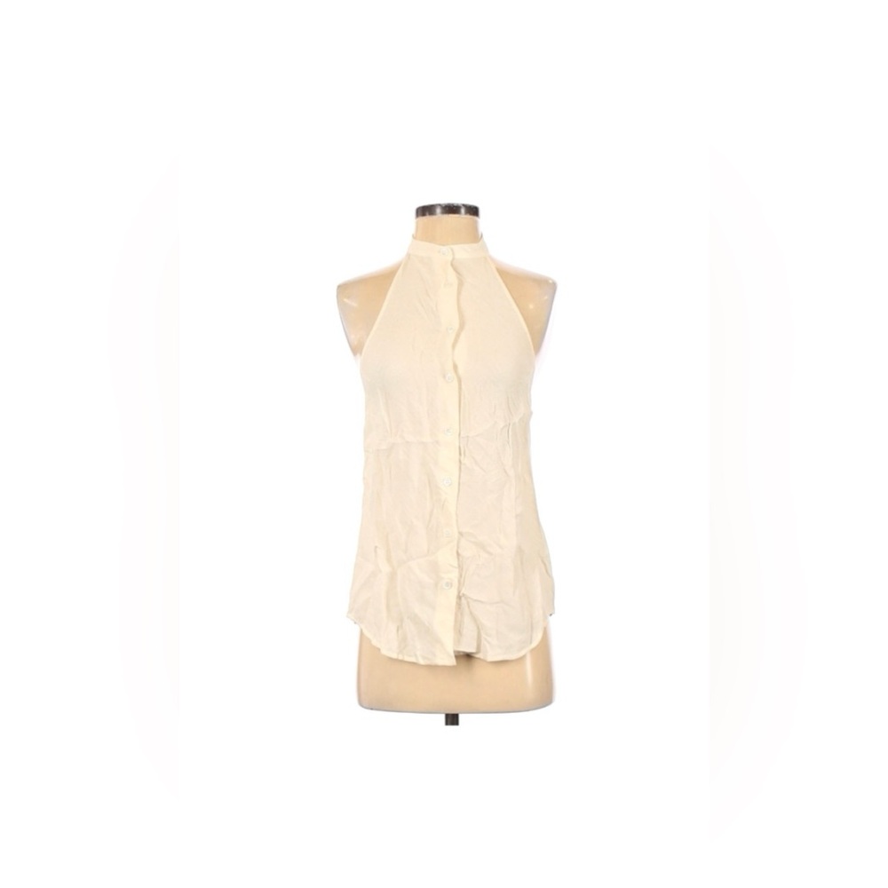 Equipment Tuxedo Sleeveless Halter Top Cream Beige // Small